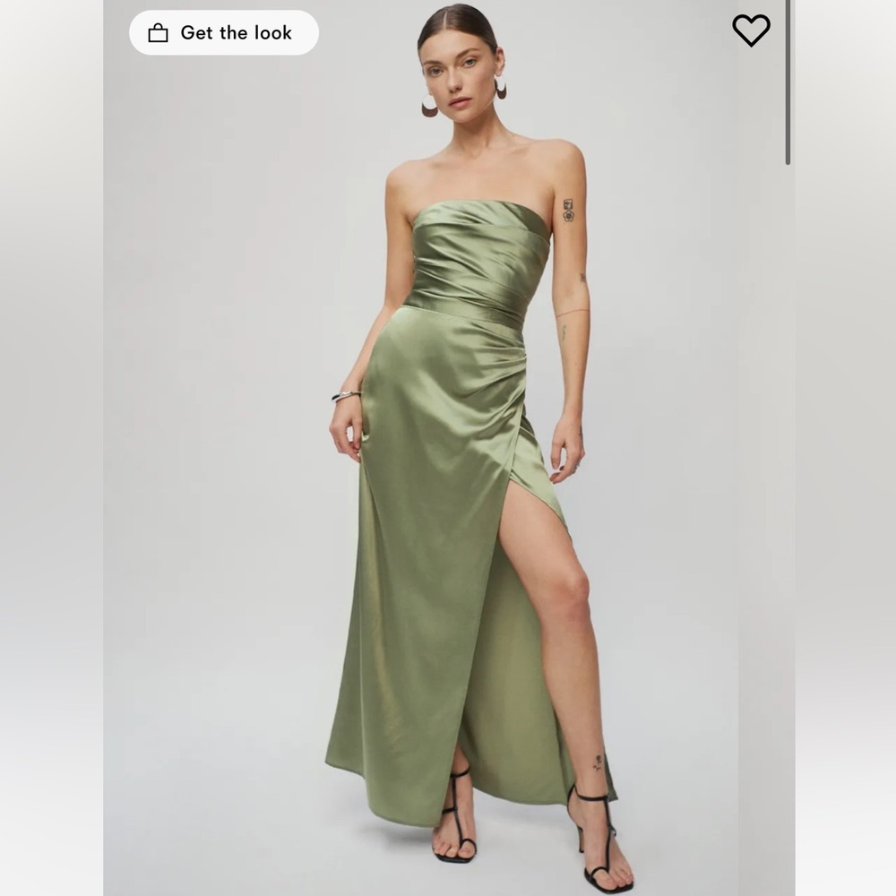 Reformation Barrow Silk Dress in Artichoke